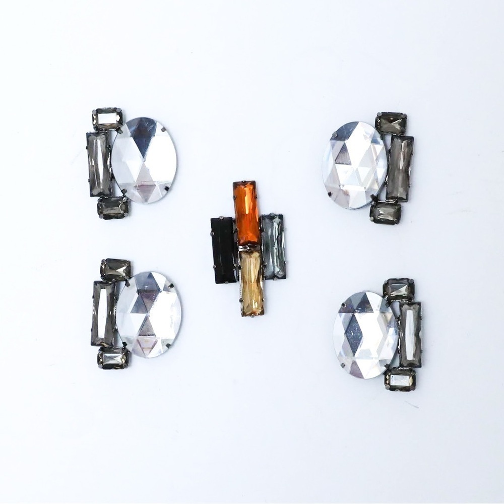 Set of 5 crystal curtain clips gunmetal retro 70s decorative home accents new